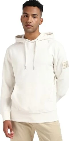 Calvin Klein Badge Baumwoll-Frottee Hoodie bright white (Herren)