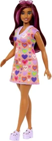 Mattel Barbie - Fashionistas Barbie mit pinkfarbenen Strähnen und Kleid mit Herzaufdruck