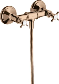 Hansgrohe Axor Montreux 2-Griff Brausearmatur Aufputz mit Kreuzgriffen polished red gold