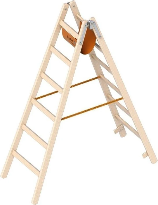 Layher Topic 1053 Holz 2-tlg. Stehleiter, 2x 6 Stufen