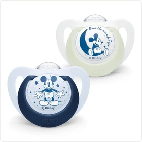 NUK Star Night & Day Schnuller, 6-18M, Silikon, disney mickey mouse star, 2 Stück