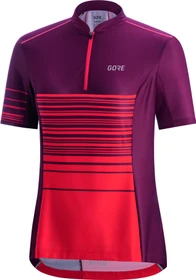 Gore Wear C3 Striped Zip Trikot kurzarm hibiscus pink/chestnut red (Damen)