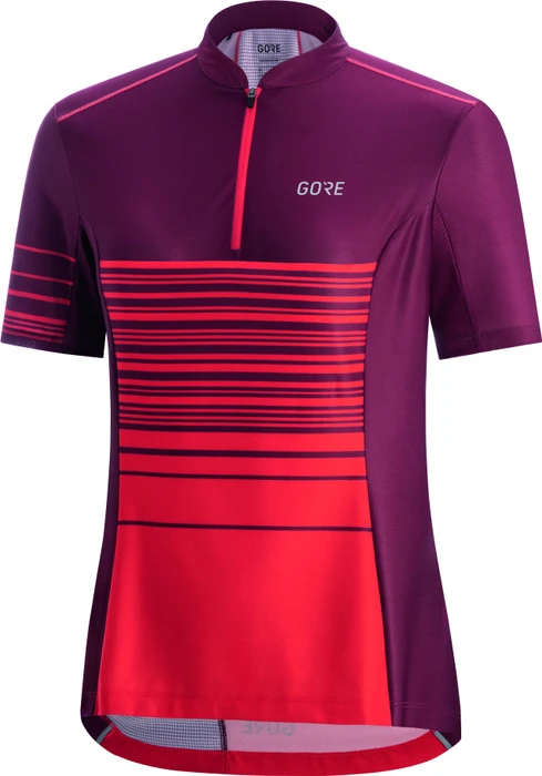 Gore Wear C3 Striped Zip Trikot kurzarm hibiscus pink/chestnut red (Damen)