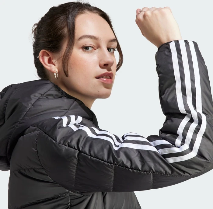 adidas Essentials 3-Streifen Light Hooded Mantel schwarz (Damen)