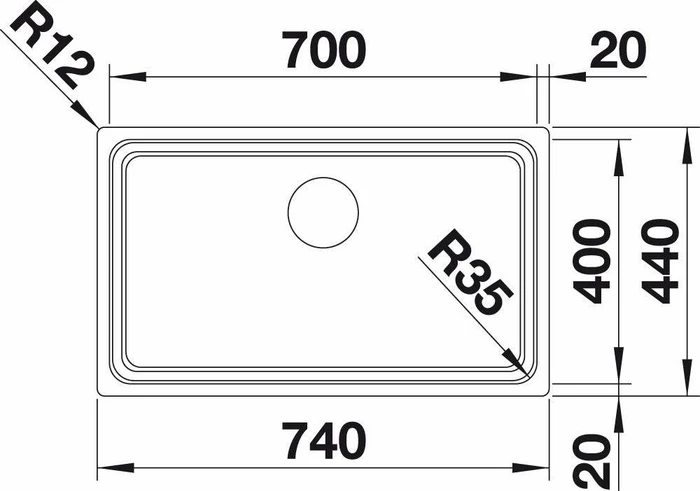 Blanco Etagon 700-U InFino Unterbau Becken mittig edelstahl