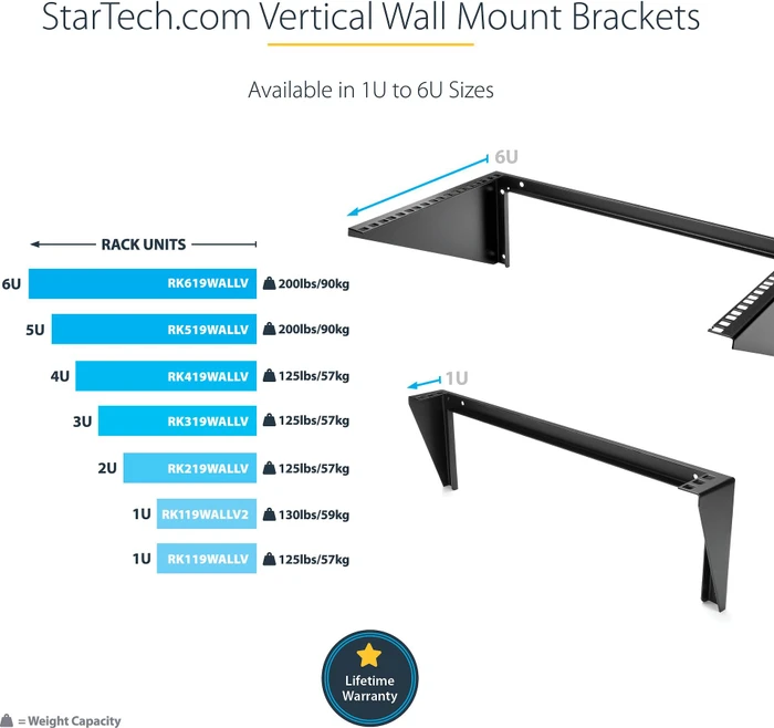 StarTech RK419WALLV, Wandmontage Rack für vertikale Montage, schwarz, 4HE