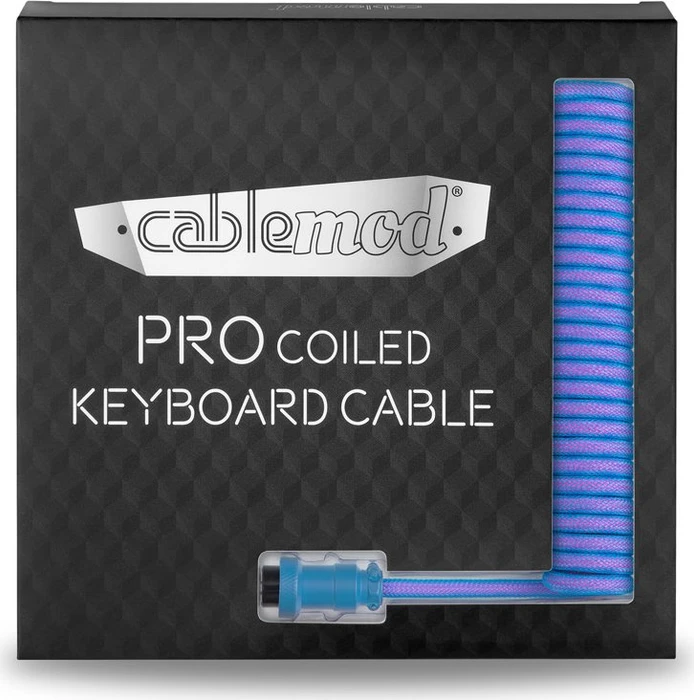 CableMod Pro Coiled Keyboard Cable USB Micro-B auf USB-A, Tastaturkabel (Spiral-Textilkabel), 1.5m, Galaxy Blue