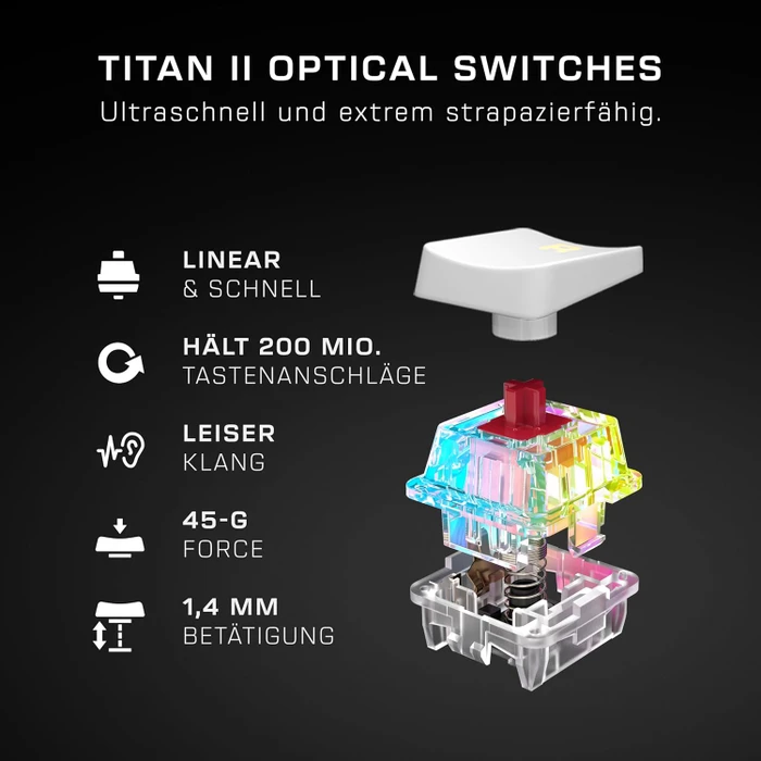 Turtle Beach Vulcan II Mini, weiß, LEDs RGB, TITAN II OPTICAL RED, USB, DE
