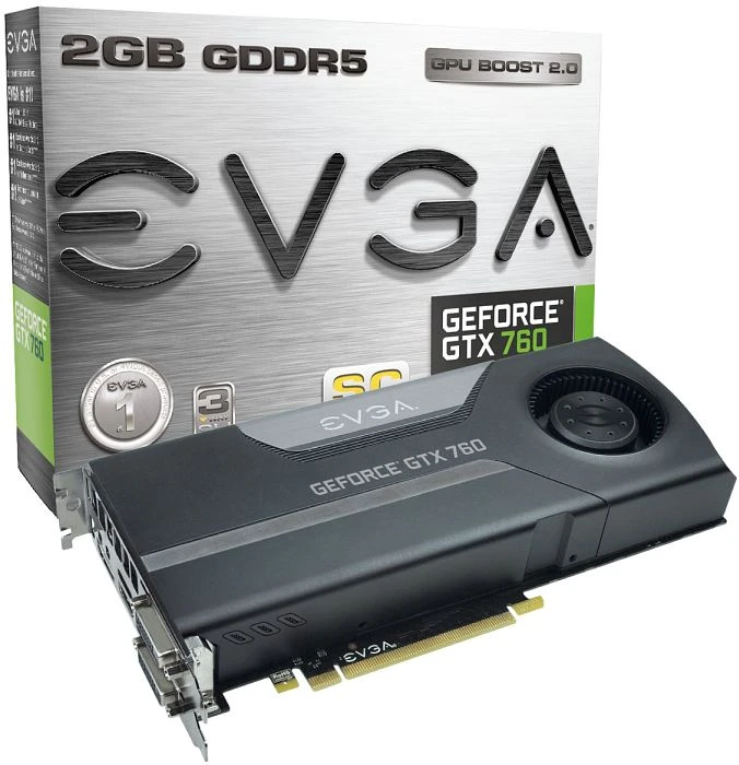 EVGA GeForce GTX 760 Superclocked, 2GB GDDR5, 2x DVI, HDMI, DP