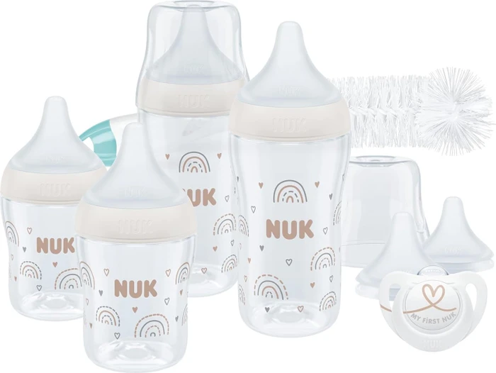 NUK Perfect Match Starter-Set Trinkflaschen-Set, 0+M, 9-tlg.