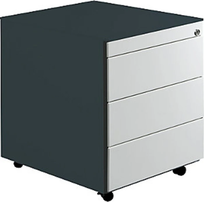 mauser Rollcontainer line, 1x Utensilienauszug, 3x Materialschublade, anthrazitgrau/lichtgrau/lichtgrau