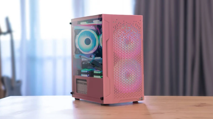 AeroCool Trinity Mini Pink, rosa, Lüfter LED RGB, Glasfenster
