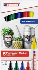 edding 3000 Permanentmarker sortiert, 5er-Set, Kunststoffbox