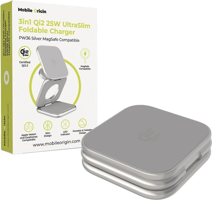 Mobile Origin 3in1 UltraSlim Foldable Charger PW36 silber