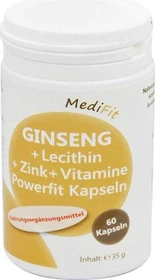 ApoFit Medifit Powerfit Ginseng + Lecithin + Zink + Vitamine Kapseln, 60 Stück