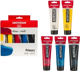 Royal Talens Amsterdam Primary Set Acrylfarbe, 5 Farben, 120ml