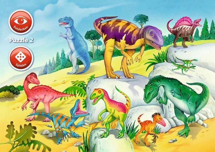 Ravensburger Puzzle Im Reich der Dinosaurier Pflanzenfresser Fleischfresser Fundstellen von Dinosaurierfossilien