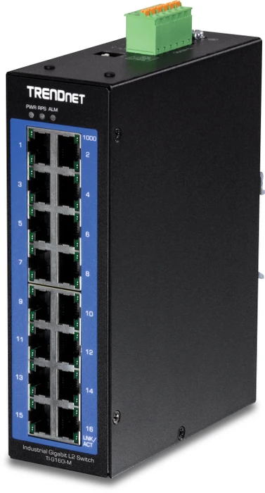 TRENDnet TI Hardened Industrial Railmount Gigabit Managed Switch, 16x RJ-45