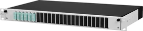 Metz Connect OpDAT slide splice LWL-Patchpanel SC-D Kupplungen, OM3 aqua, 6-Port, 1HE, 1HE
