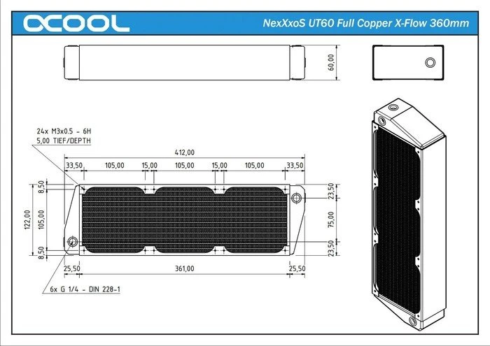 Alphacool NexXxoS UT60 Full Copper X-Flow 360mm