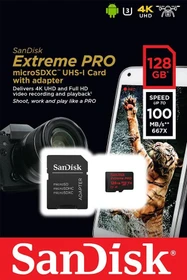 SanDisk Extreme PRO R100/W90 128GB Kit, UHS-I U3, A1, Class 10