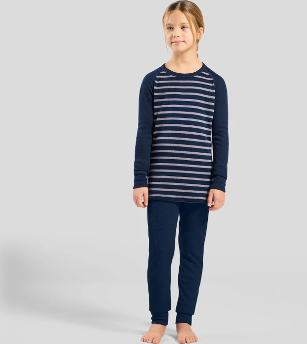 Odlo Active Warm Eco Stripes Funktionsshirt langarm gray ridge melange (Junior)