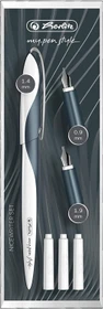 Herlitz my.pen style Nicewriter Kalligrafieset weiß/dark shale, rechte Hand/linke Hand, 0.9mm, 1.4mm, 1.9mm, 3-teilig, Folienbox