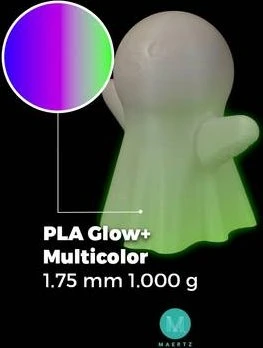 Maertz PLA Glow+, mehrfarbig, Spule, 1.75mm, 1.00kg