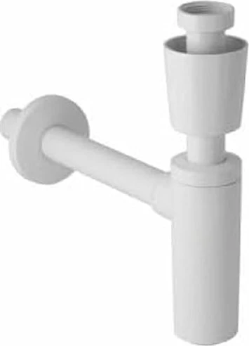 Geberit Tauchrohrgeruchsverschluss für Waschbecken, mit Ventilrosette, Abgang horizontal, ø32mm, weiß-alpin