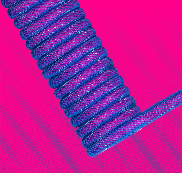 Cooler Master Coiled Cable USB-C auf USB-A, Tastaturkabel (Spiral-Textilkabel), 1.5m, Thunderstorm Blue/Purple
