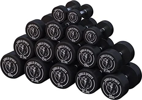 Gorilla Sports Gummi Kurzhantel Set 2x 15kg