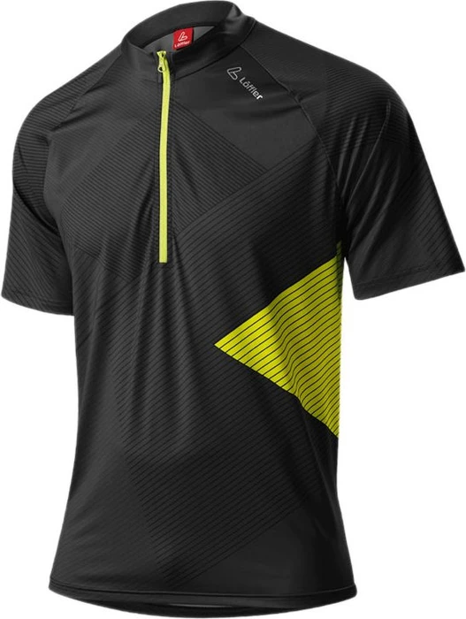 Löffler Bike Monaco Half-Zip Trikot kurzarm schwarz/zitrone (Herren)
