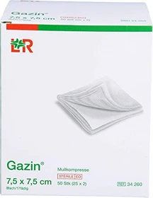 Lohmann & Rauscher Gazin Mullkompresse steril 8-fach, 7.5 x 7.5cm, 50 Stück (25x 2 Stück)