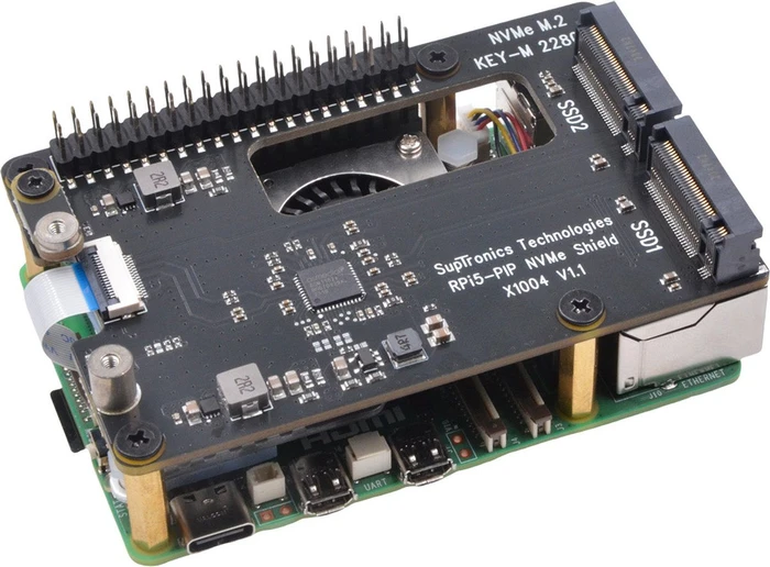 Geekworm X1004 Dual PCIe auf M.2 Key-M NVMe Adapter-Board, M.2 M-Key 2230/2242/2260/2280 NVMe Slot für Raspberry Pi 5