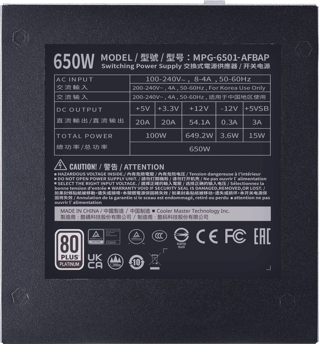 Cooler Master XG-Series XG650 Platinum 650W, ATX 2.53