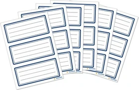 Herma Buchetiketten neutral blauer Rand, 76x35mm, mehrfarbig, 6 Blatt (18 Etiketten)