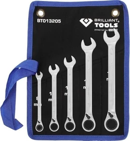 Brilliant Tools Maul-Ringratschenschlüssel Schraubenschlüsselsatz inkl. Tasche, 5-tlg.