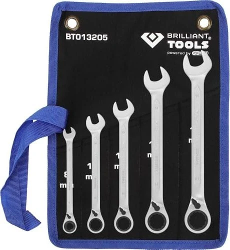 Brilliant Tools Maul-Ringratschenschlüssel Schraubenschlüsselsatz inkl. Tasche, 5-tlg.