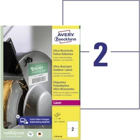 Avery-Zweckform Folienetiketten ultra resistent, 210x148mm, wetterfest, weiß, 10 Blatt (20 Etiketten)
