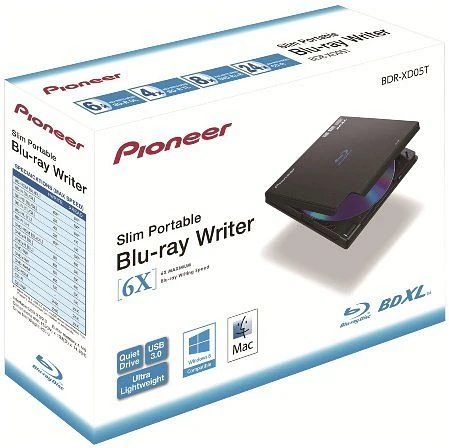 Pioneer BDR-XD05TB, SlimLine schwarz, USB 3.0