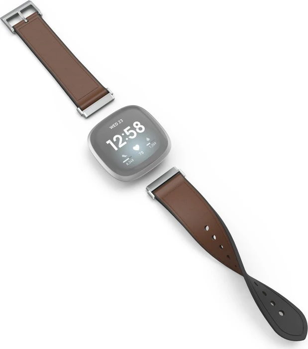 Hama Ersatzarmband Leder/Silikon 22mm für Fitbit Versa 3/Sense braun