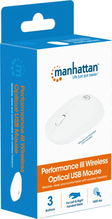 Manhattan Wireless Performance Maus III weiß, USB
