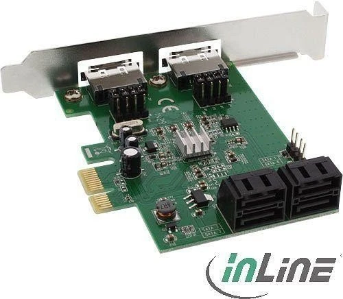 InLine Schnittstellenkarte, 4x SATA, 2x eSATA, PCIe 2.0 x1