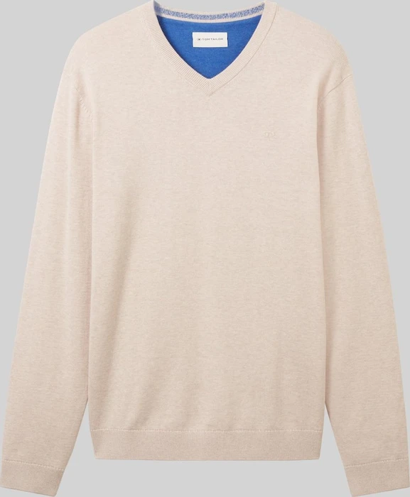 Tom Tailor Strickpullover mit V-Ausschnitt aus Baumwolle Strickpullover braun (Herren)