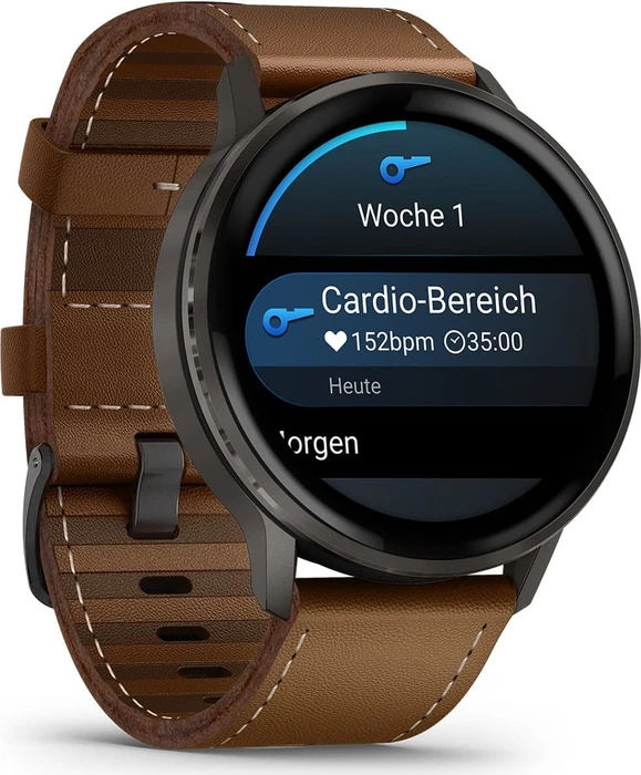 Garmin Venu 4 salte/black/brown leather