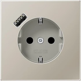 Jung SCHUKO-Steckdose mit USB-Ladegerät Safety+, edelstahl
