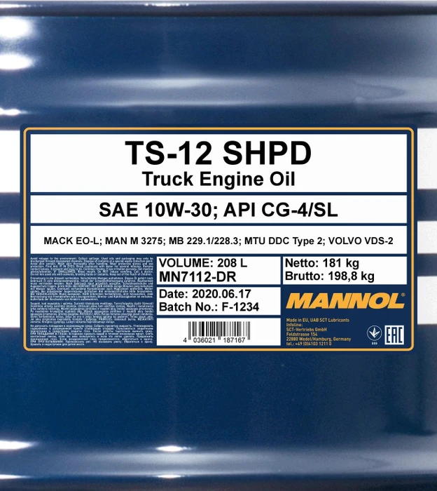 Mannol TS-12 SHPD 10W-30 208l