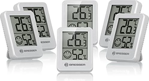 Bresser Temeo Hygro Indikator Temperaturstation weiß, digital, 6 Stück
