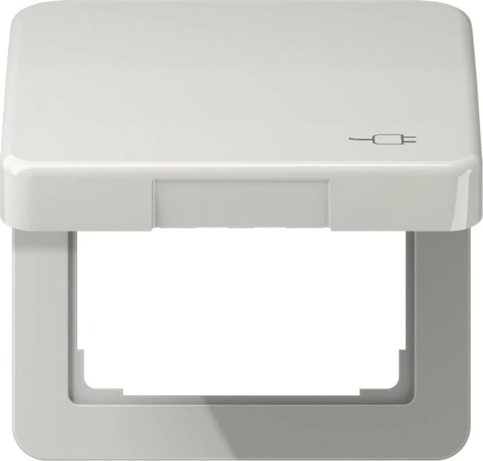 Jung Serie CD Klappdeckel Thermoplast mit Symbol "Stecker", lichtgrau