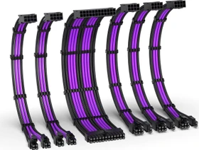 EZDIY-FAB Cable Extension Kit, 1x 24-Pin, 2x 4/8-Pin ATX, 3x 8-Pin PCIe, 16AWG, schwarz/violett